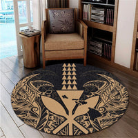 Hawaii Polynesian Kanaka Kakau Round Carpet - Alan Style Gold - AH - Polynesian Pride