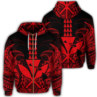 Hawaii Polynesian Zip Hoodie Kanaka Kakau Alan Style Red Unisex Art - Polynesian Pride