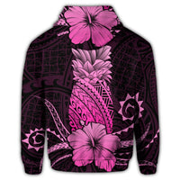 Hawaiian Polynesian Pineapple Hibiscus Hoodie Pink - Polynesian Pride