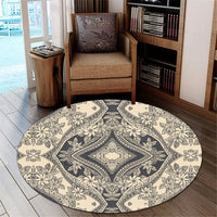 Hawaii Polynesian Plumeria Mix Gray Round Carpet - AH Round Carpet Luxurious Plush - Polynesian Pride