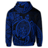 Hawaii Polynesian Turtle Zip Hoodie Blue - Polynesian Pride