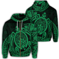 Hawaii Polynesian Turtle Zip Hoodie Green Unisex Art - Polynesian Pride