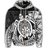 Hawaii Polynesian Turtle Zip Hoodie White - Polynesian Pride