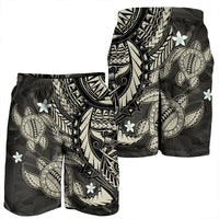 Hawaii Polynesian Turtle Hibiscus Men's Shorts - Beige - AH - Polynesian Pride