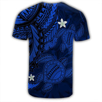 Hawaii Polynesian Turtle Hibiscus T Shirt Blue - Polynesian Pride