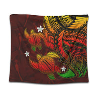 Hawaii Polynesian Turtle Hibiscus Tapestry - Color Flag - AH Wall Tapestry Black - Polynesian Pride