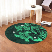 Hawaii Polynesian Turtle Hibiscus Round Carpet - Green - AH - Polynesian Pride
