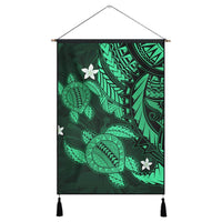 Hawaii Polynesian Turtle Hibiscus Hanging Poster - Green - AH Hanging Poster Cotton And Linen - Polynesian Pride