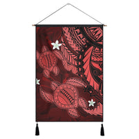 Hawaii Polynesian Turtle Hibiscus Hanging Poster - Red - AH Hanging Poster Cotton And Linen - Polynesian Pride