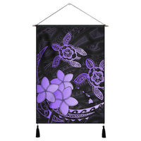 Hawaii Polynesian Turtle Plumeria Hanging Poster - Pog Style Purple - AH Hanging Poster Cotton And Linen - Polynesian Pride