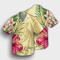 Hawaii Polynesian Turtle Tropical Hibiscus Plumeria Hawaiian Shirt - Beige - AH - Polynesian Pride