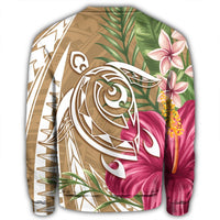 Hawaii Polynesian Turtle Tropical Hibiscus Plumeria Sweatshirt - Gold - AH - Polynesian Pride