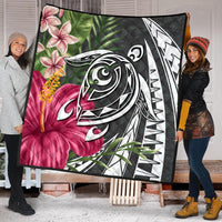 Hawaii Polynesian Turtle Tropical Hibiscus Plumeria Premium Quilts - Gray - AH - Polynesian Pride