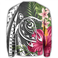 Hawaii Polynesian Turtle Tropical Hibiscus Plumeria Sweatshirt - Gray - AH - Polynesian Pride