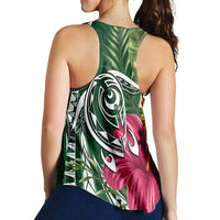 Hawaii Polynesian Turtle Tropical Hibiscus Plumeria Racerback Tank - Green - AH - Polynesian Pride