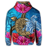 Hawaiian Sea Turtle Hibiscus Coconut Tree Hoodie - Polynesian Pride