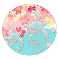 Hawaii Sea Turtle Plumeria Round Carpet - AH Round Carpet Luxurious Plush - Polynesian Pride