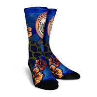 Hawaii Seal Of Hawaii Hibiscus Ocean Turtle Polynesian Crew Socks - AH - Polynesian Pride