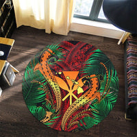 Hawaii Shark Polynesian Tropical Round Carpet - Red - AH - Polynesian Pride