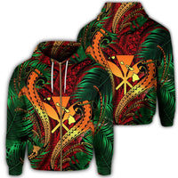 Hawaii Shark Polynesian Tropical Zip Hoodie Red Unisex Art - Polynesian Pride