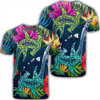 Hawaii Shark Tropical Color T Shirt Unisex Black - Polynesian Pride