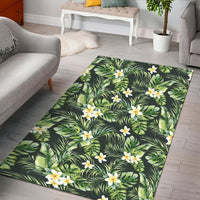 Hawaii Summer Plumerias Flowers Palm Tree Monstera Leaves Area Rug - AH - Polynesian Pride