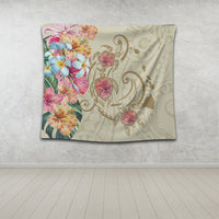 Hawaii Triple Marble Turtle Polynesian Hibiscus Tapestry - AH - Benjamin Style - Beige - Polynesian Pride