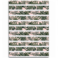 Hawaii Tropical Dark Green Leaves Seamless Pattern White Stripes Pink Background Area Rug - AH Luxurious - Polynesian Pride