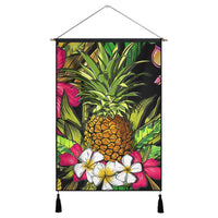 Hawaii Tropical Flowers Pineapple Hanging Poster - AH Hanging Poster Cotton And Linen - Polynesian Pride