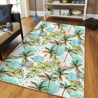 Hawaii Tropical Watercolor Palm Tree Leaf Area Rug - AH - Polynesian Pride