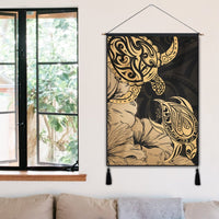 Hawaii Turtle Hanging Poster Polynesian Hibiscus Art Gold - AH - Polynesian Pride