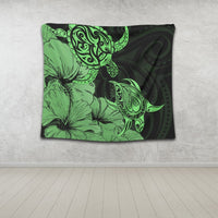 Hawaii Turtle Tapestry Polynesian Hibiscus Art Green - AH - Polynesian Pride