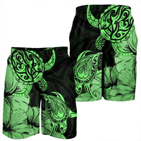 Hawaii Turtle Men's Shorts Polynesian Hibiscus Art Green - AH - Polynesian Pride
