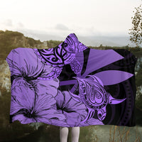 Hawaii Turtle Hooded Blanket Polynesian Hibiscus Art Ver 2.0 Violet - AH - Polynesian Pride