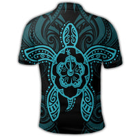 Hawaii Turtle Fixed Blue Polo Shirt - Polynesian Pride