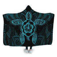Hawaii Turtle Fixed Blue Hooded Blanket AH Hooded Blanket White - Polynesian Pride