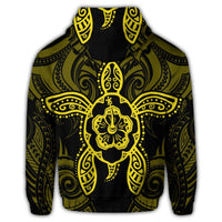 Hawaii Turtle Fixed Yellow Zip Hoodie - Polynesian Pride
