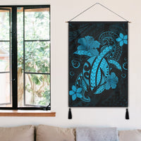 Hawaii Turtle Flower Polynesian Hanging Poster - Turquoise - AH - Polynesian Pride