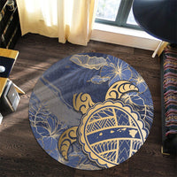 Hawaii Turtle Hibiscus Gold Round Carpet - Kyn Style - AH - Polynesian Pride