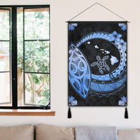 Hawaii Turtle Hibiscus Map Polynesian Hanging Poster Blue - AH - Polynesian Pride