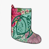 Hawaii Turtle Hibiscus Plumeria Christmas Stocking - Hug Style - AH Christmas Stocking 26 X 42 cm Black - Polynesian Pride