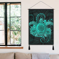 Hawaii Turtle Hibiscus Polynesian Hanging Poster - Full Style - Turquoise - AH - Polynesian Pride