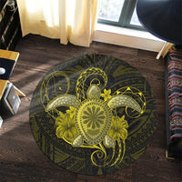 Hawaii Turtle Hibiscus Polynesian Round Carpet - Full Style - Yellow - AH - Polynesian Pride