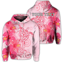 Custom Hawaii Turtle Hibiscus Vintage Pink Hoodie Unisex Art - Polynesian Pride