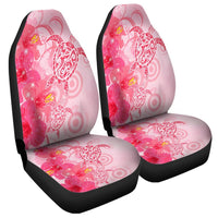 Hawaii Turtle Hibiscus Vintage Pink Car Seat Covers - AH Universal Fit Black - Polynesian Pride