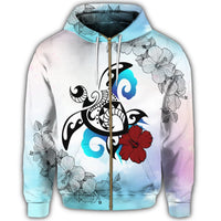 Hawaii Turtle Lollipop Plumeria Zip Hoodie - Polynesian Pride