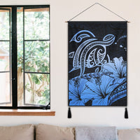 Hawaii Turtle Map Polynesian Hanging Poster Safety Blue - AH - Polynesian Pride