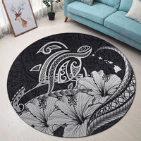 Hawaii Turtle Map Polynesian Round Carpet Safety Gray - AH - Polynesian Pride