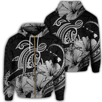 Hawaii Turtle Map Polynesian Zip Hoodie Safety Gray Unisex Art - Polynesian Pride