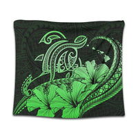 Hawaii Turtle Map Polynesian Tapestry Safety Green - AH Wall Tapestry Black - Polynesian Pride